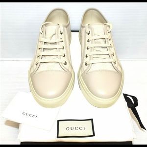 Mens GUCCI 426187 GG COTTON WASHED White Low Top Sneakers Sz Gucci 8 US 9